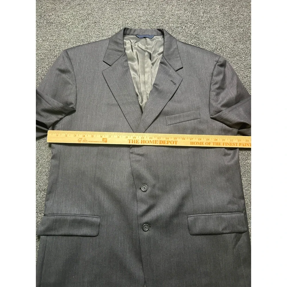 Burberry London Suit Charcoal Gray Mens 46L 40x30 Wool Two Button Pleated‎ Cuff